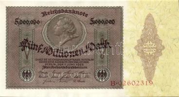 Német Birodalom / Weimari Köztársaság 1923. 5.000.000M (2x) egymás utáni sorszámokkal T:I
