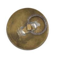 cca 1950 Magyar Belügyminisztérium Rákosi címeres pecsétnyomó, fém dobozban. d: 30 mm