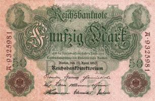 Német Birodalom / Császárság 1910. 50M (2x) egymás utáni sorszámokkal T:I-