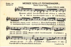 Messze szálló fecskemadár... Balázs Győző verse. Murgács Kálmán zenéje és kiadása / / Hungarian music sheet. So. Stpl (EK)