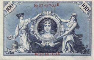 Német Birodalom / Császárság 1908. 100M (2x) piros pecséttel, egymás utáni sorszámokkal T:I-