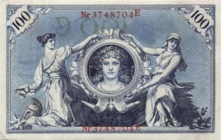 Német Birodalom / Császárság 1908. 100M (2x) piros pecséttel, egymás utáni sorszámokkal T:I-