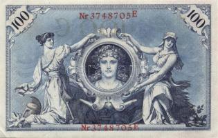 Német Birodalom / Császárság 1908. 100M (3x) piros pecséttel, egymás utáni sorszámokkal T:I-