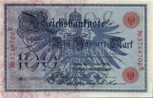 Német Birodalom / Császárság 1908. 100M (3x) piros pecséttel, egymás utáni sorszámokkal T:I-