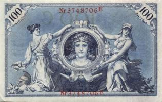 Német Birodalom / Császárság 1908. 100M (3x) piros pecséttel, egymás utáni sorszámokkal T:I-