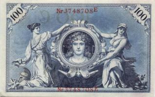 Német Birodalom / Császárság 1908. 100M (4x) piros pecséttel, egymás utáni sorszámokkal T:I,I-