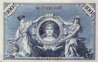 Német Birodalom / Császárság 1908. 100M (4x) piros pecséttel, egymás utáni sorszámokkal T:I,I-