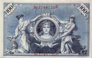 Német Birodalom / Császárság 1908. 100M (5x) piros pecséttel, egymás utáni sorszámokkal T:I