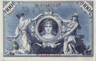 Német Birodalom / Császárság 1908. 100M (5x) piros pecséttel, egymás utáni sorszámokkal T:I