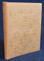 Farkas E[rzsébet], Sass Brunner - Brunner, Elizabeth Mystic India Through Art. Reproductions of Paintings by Mrs. Sass Brunner Elizabeth Farkas and Miss Elizabeth Brunner Hungarian Artists. Introductions by Rabindranath Tagore, Matahma Gandhi. Explanations of Paintings by G. H. Langley, Eleanor Ray Broenniman and Lewis W. Bush. [Kobe? (Japán), 1937. Nyomda nélkül.] 1 t. (hártyapapírral védett címkép) + 130 (helyesen 202) p. + 1 t. (hártyapapírral védett felvétel Miss Elizabeth Brunnerről). Egyetlen kiadás.   A művésznő és a művésznő személyes ismerőseinek, portréalanyainak: Rabindranath Tagore indiai költőnek és Mahatma Gandhi indiai politikusnak előszavával. Sass-Brunner Erzsébet (1889-1950) és lánya, Brunner Erzsébet (1910-2001) festőművészek munkáinak reprodukciói. A Hollósy Simonnál tanult nagybányai festőművész, Brunner Ferenc 1908-ban érkezett Nagykanizsára, azzal a szándékkal, hogy ott festőiskolát nyisson. A műveit Sass Ferenc néven szignózó mester, és fiatal tanítványa, Farkas Erzsébet között szerelem szövődött, 1909-ben össze is házasodtak. A nagybányai festészet és a transzcendens képzőművészet és életvitel számos oldala iránt érdeklődő Brunner-Sass (Farkas) Erzsébet európai utazások után 1929-ben indult indiai utazására, melyre lánya, ifjabb Brunner Erzsébet is elkísérte. Az egész Indiát átszövő utazás meghatározó hatást gyakorolt művészekre, kisebb japán kitérő után letelepedtek Indiában. A művésznő és szobrászatot is kitanuló lánya számos csendéletet festett a dél-ázsiai kultúra nyomában. Festőművészetüknek komoly híre kelt Indiában, ismertségük révén alkalmuk nyílt India vezető politikusánál, Mahatma Gandhinál, valamint a korszak vezető indiai költőjénél, Rabindranath Tagorénál is látogatást tenni, a látogatások során pedig megfestették Gandhi és Tagore portréit is, számos kiállításon vettek részt. Oldalszámozáson belül 65 egész oldalas reprodukció a két művész indiai témájú, látomásos festményeiről, ebből 5 színes, melyekből egyet feliratozott hártyapapír véd. címoldalon régi ajándékozási bejegyzés, példányunk utolsó leveleinek fűzése meglazult.   Aranyozott, vaknyomásos kiadói selyemkötésben. Jó példány.