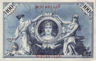 Német Birodalom / Császárság 1908. 100M (2x) piros pecséttel, egymás utáni sorszámokkal T:I