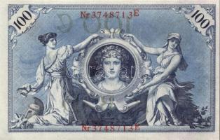 Német Birodalom / Császárság 1908. 100M (2x) piros pecséttel, egymás utáni sorszámokkal T:I