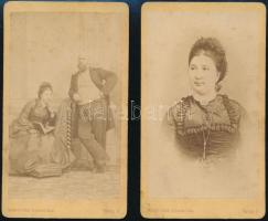 cca 1870 Házaspár portréja és hölgyportré, 2 b keményhátú fotó Veress Ferenc (1832-1916) kolozsvári műterméből, 10,5×6 cm