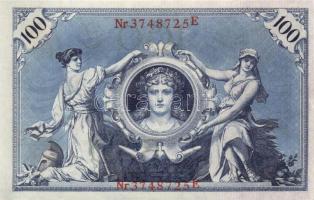 Német Birodalom / Császárság 1908. 100M (3x) piros pecséttel, egymás utáni sorszámokkal T:I