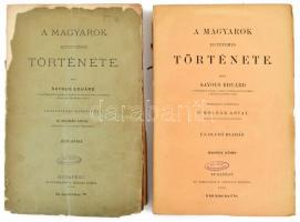 [Sayous, Édouard (1842-1898)] Sayous Eduárd: A magyarok egyetemes története. I-II. köt. Ford.: Dr. Molnár Antal. Bp., 1880-1884, Athenaeum, 2 sztl. lev.+ 317+(1) p.; 1 sztl. lev.+ 320 p. Első (I. kötet), ill. második (II. kötet) kiadás. Kiadói papírkötés, az I. kötet sérült, szétvált borítóval, részben szétvált fűzéssel; a II. kötet a gerincen kissé sérült, felvágatlan lapokkal.