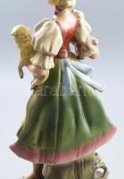 Lippelsdorf pásztor leány nagy méretű porcelán szobor, figura. Kézzel festett, jelzett, apró máz sér...