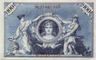 Német Birodalom / Császárság 1908. 100M (6x) piros pecséttel, egymás utáni sorszámokkal T:I