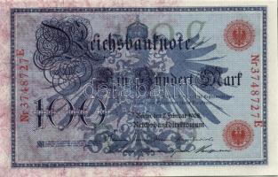 Német Birodalom / Császárság 1908. 100M (6x) piros pecséttel, egymás utáni sorszámokkal T:I