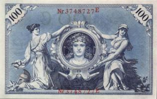 Német Birodalom / Császárság 1908. 100M (6x) piros pecséttel, egymás utáni sorszámokkal T:I