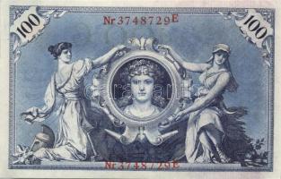 Német Birodalom / Császárság 1908. 100M (6x) piros pecséttel, egymás utáni sorszámokkal T:I