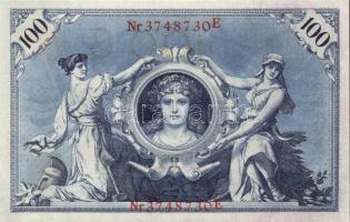 Német Birodalom / Császárság 1908. 100M (6x) piros pecséttel, egymás utáni sorszámokkal T:I