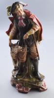 Lippelsdorf pásztor legény kutyával. nagy méretű porcelán szobor, figura. Kézzel festett, jelzett, két apró lepattanással a sapkáján 43 cm