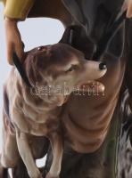 Lippelsdorf pásztor legény kutyával. nagy méretű porcelán szobor, figura. Kézzel festett, jelzett, k...