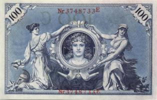 Német Birodalom / Császárság 1908. 100M (4x) piros pecséttel, egymás utáni sorszámokkal T:I