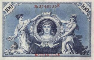 Német Birodalom / Császárság 1908. 100M (4x) piros pecséttel, egymás utáni sorszámokkal T:I