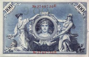 Német Birodalom / Császárság 1908. 100M (4x) piros pecséttel, egymás utáni sorszámokkal T:I