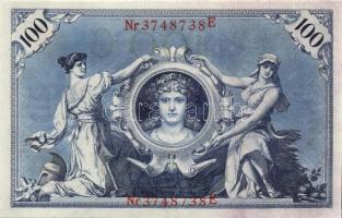 Német Birodalom / Császárság 1908. 100M (4x) piros pecséttel, egymás utáni sorszámokkal T:I,I-