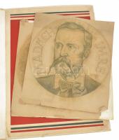 Varga Mátyás (1910-2002): Az 1965-ben lebontott Nemzeti Színház I. em. cukrászda fríz emblémái, 7 db. Ceruza, papír. Jelzés nélkül. d: 43 cm körüli méretekben. Egyik lap széle sérült.