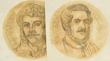 Varga Mátyás (1910-2002): Az 1965-ben lebontott Nemzeti Színház I. em. cukrászda fríz emblémái, 7 db...