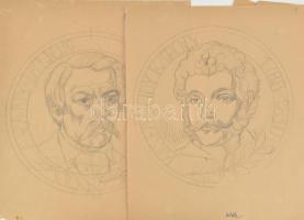 Varga Mátyás (1910-2002): Fríz embléma tervek, 10 db (egyik kétoldalas). Ceruza, papír. Jelzés nélkü...