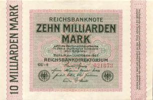 Német Birodalom / Weimari Köztársaság 1923. 10.000.000.000M "Hakensterne" vízjellel T:I-