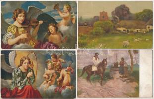 21 db RÉGI művészeti motívum képeslap vegyes minőségben / 21 pre-1945 art motive postcards in mixed ...