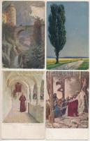 21 db RÉGI művészeti motívum képeslap vegyes minőségben / 21 pre-1945 art motive postcards in mixed ...