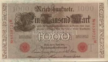 Német Birodalom / Császárság 1910. 1000M (9x) egymás utáni sorszámokkal T:II+ egyszer hajtva, törve nem