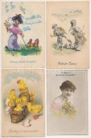 15 db RÉGI húsvéti üdvözlő motívum képeslap vegyes minőségben / 15 pre-1945 Easter greeting motive postcards in mixed quality