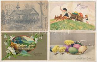 15 db RÉGI húsvéti üdvözlő motívum képeslap vegyes minőségben / 15 pre-1945 Easter greeting motive postcards in mixed quality