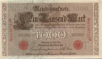Német Birodalom / Császárság 1910. 1000M (9x) egymás utáni sorszámokkal T:II+ egyszer hajtva, törve ...