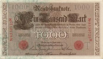 Német Birodalom / Császárság 1910. 1000M (9x) egymás utáni sorszámokkal T:II+ egyszer hajtva, törve ...