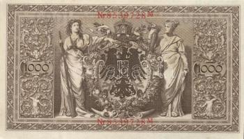 Német Birodalom / Császárság 1910. 1000M (9x) egymás utáni sorszámokkal T:II+ egyszer hajtva, törve ...