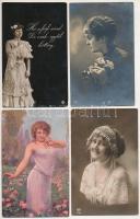 15 db RÉGI zsáner motívum képeslap vegyes minőségben: hölgyek / 15 pre-1945 motive postcards in mixed quality: ladies