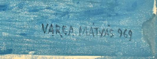 Varga Mátyás (1910-2002): Dunakanyar, Visegrád. Monotípia, papír. Jelzett. 51x71 cm