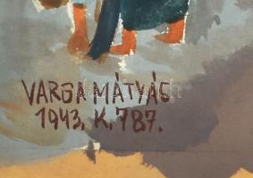 Varga Mátyás (1910-2002): Kolozsvári részlet, 1943. Tempera, papír, jelezve balra lent, 47x50 cm. La...