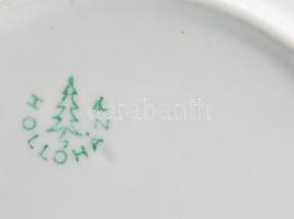 6 db Hollóházi kínáló tál, tányér, virág mintás, jelzett, kopásokkal 16 cm