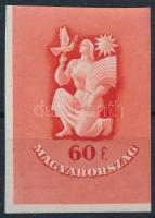 1947 Béke ívsarki vágott bélyeg (100.000) (néhány szokásos ránc) / Mi 993 imperforate corner stamp (some usual creases)