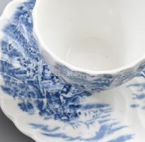 6 db Johnson Bros mokkás csésze alátéttel máz alatti kék matricás, jelzett, hibátlan