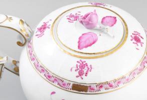 Herend Apponyi purpur mintás kávés készlet. Jelzett, kézzel festett, hibátlan, teljes